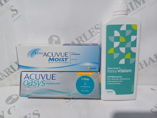 APPROXIMATELY 20 ASSORTED HOUSEHOLD ITEMS TO INCLUDE EASYVISION OMNIPURPOSE CLEANER, ACUVUE OASYS CONTACT LENSES, ETC