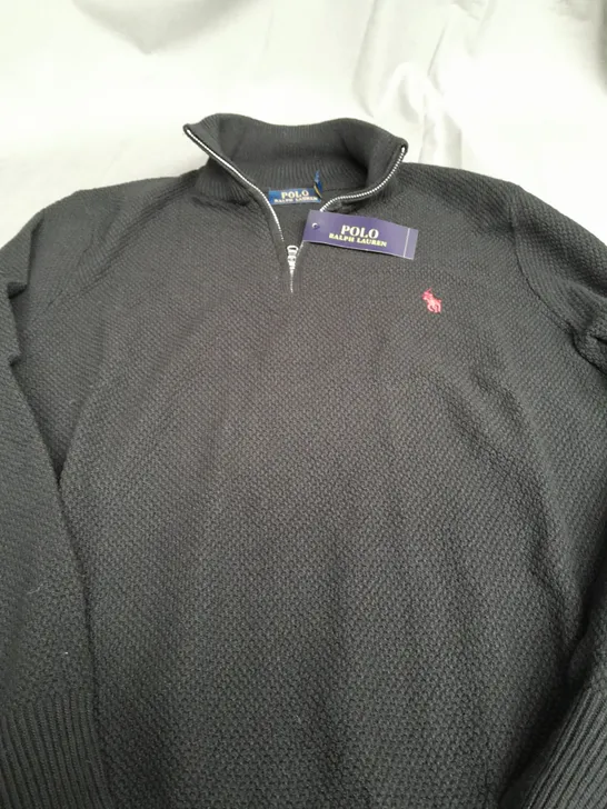 POLO RALPH LAUREN QUARTER ZIP IN BLACK - LARGE