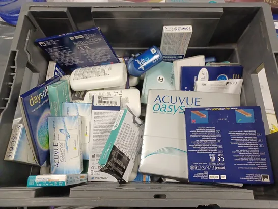 BOX TO CONTAIN APPROX. 30 X ASSORTED VISION CARE PRODUCTS. INCLUDES CONTACT LENSES, CLEANING SOLUTION ETC. BRANDS VARY - COLLECTION ONLY