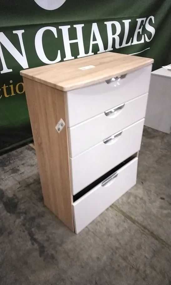 DESIGNER CHEST OF 4 DRAWERS LIGHT OAK GREY GLOSS