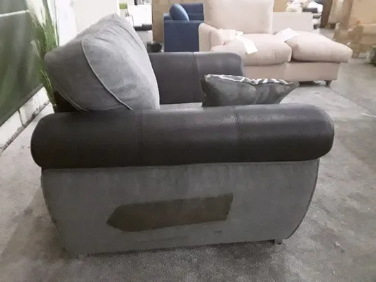 QUALITY DESIGNER ARMCHAIR - GREY/BLACK FABRIC 