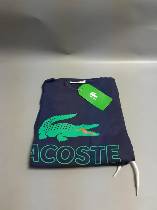 NEW LACOSTE MENS T-SHIRT AND SHORTS SET NAVY BLUE M