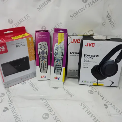 4 X ITEMS TO INCLUDE JVC HA-S31M HEADPHONES, SKY+ HD REMOTE CONTROL, AND ONE FOR ALL SV9420 HDTV INDOOR AERIAL  