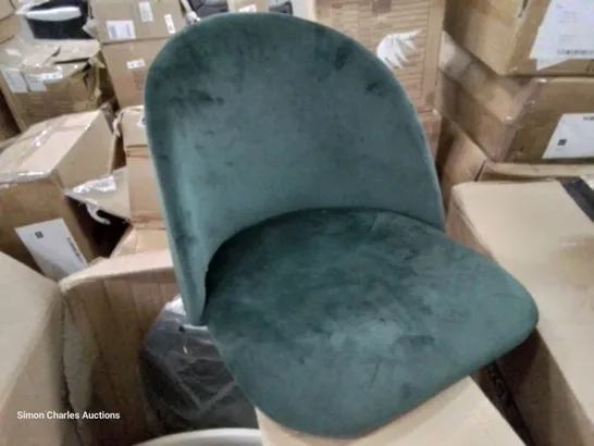 BOXED SET OF 2 DARK GREEN VELVET DINING CHAIRS