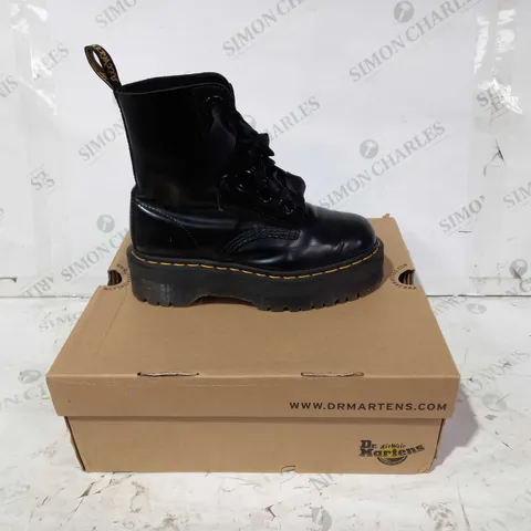 BOXED PAIR OF DR MARTENS MOLLY BOOTS IN BLACK UK SIZE 4