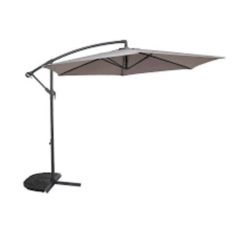 GREY FABRIC GREY PAINTED METAL CANTILEVER HANGING PARASOL APPROXIMATELY 3M