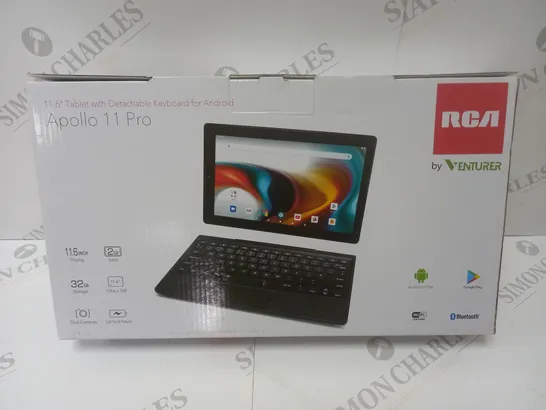 BRAND NEW BOXED VENTURER APOLLO 11 PRO 11.6” TABLET WITH DETACHABLE KEYBOARD- 32 GB, BLACK