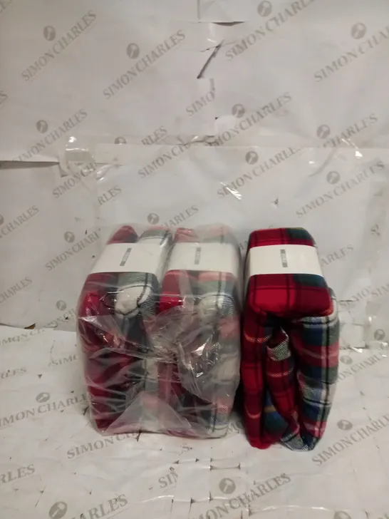 BRAND NEW LOT 3 RED TARTAN BRUSHED COTTON REVERSIBLE DUVET SET - DOUBLE 