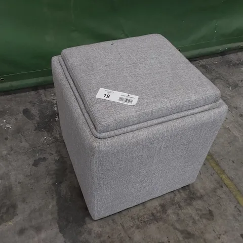 QUALITY BRITISH MADE LOUNGE Co SQUARE REVERSE TOP STORAGE FOOTSTOOL GREY FABRIC 