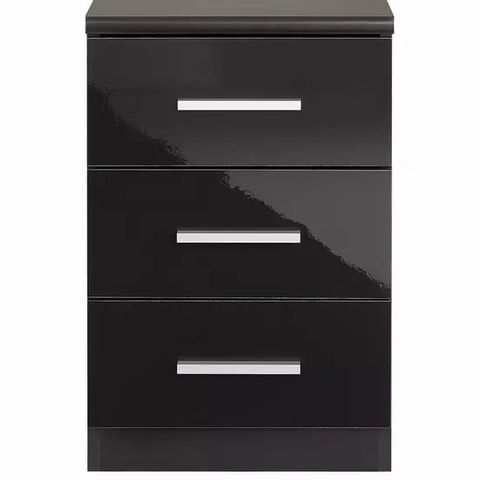 BOXED PAIR OF PRAGUE BLACK GLOSS BEDSIDE CABINETS