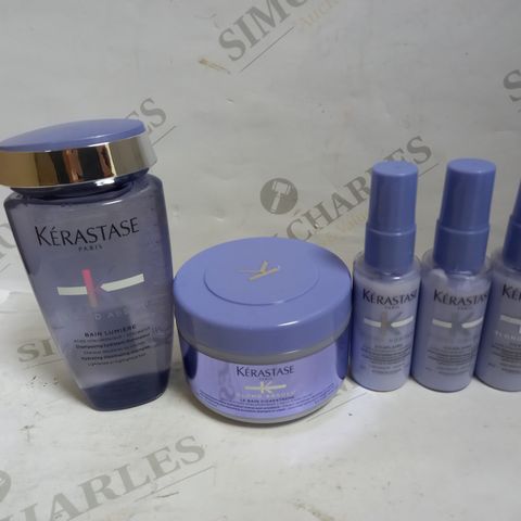 LOT OF 5 ASSORTED KERASTASE PRODUCTS TO INCLUDE SHAMPOOING ILLUMINATOR, SHAMPOO-IN-CREAM, HEAT-PROTECTING SERUM