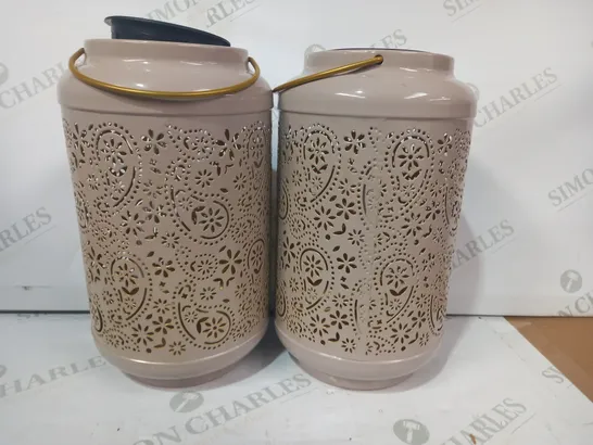 GARDEN REFLECTIONS SET OF 2 PATTERNED SOLAR LANTERNS