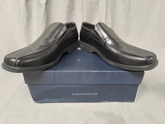 BOXED PAIR OF BRUNO MARC SLIP-ON SHOES IN BLACK UK SIZE 11