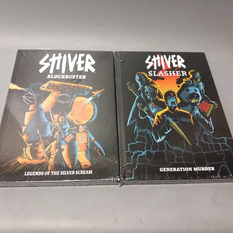 THREE ASSORTED SEALED SHIVER BOOKS TO INCLUDE; BLOCKBUSTER LEGENDS OF THE SILVER SCREAM AND SLASHER GENERATION MURDER