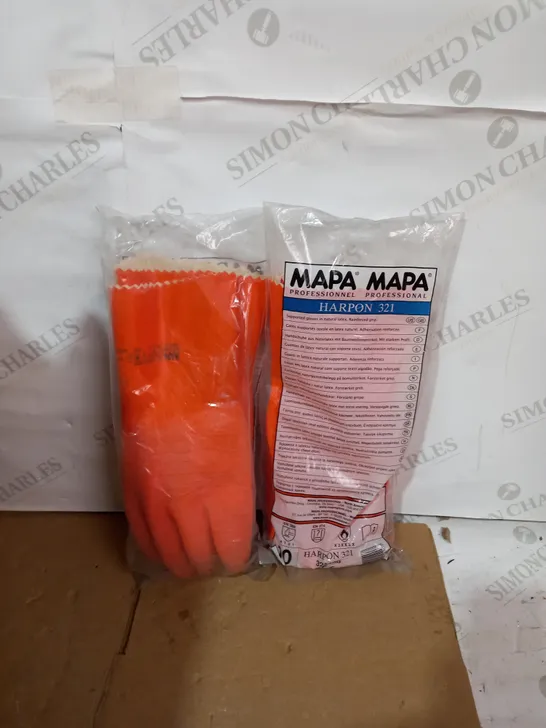 BOX OF APPROXIMATELY 30 ASSORTED BRAND NEW MAPA HARPON 321 ORANGE GLOVES