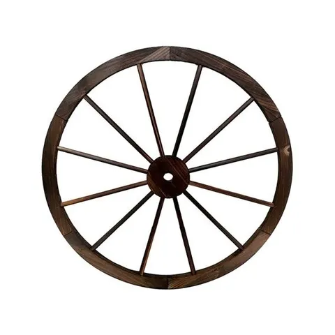 BOXED COSTWAY DECORATIVE VINTAGE WOOD GARDEN WAGON WHEEL (1 BOX)