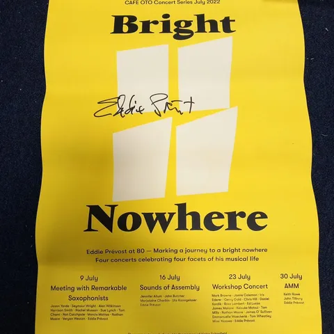 EDDIE PREVOST BRIGHT NOWHERE CONCERT OTO SERIES JULY 2022 SIGNED POSTER