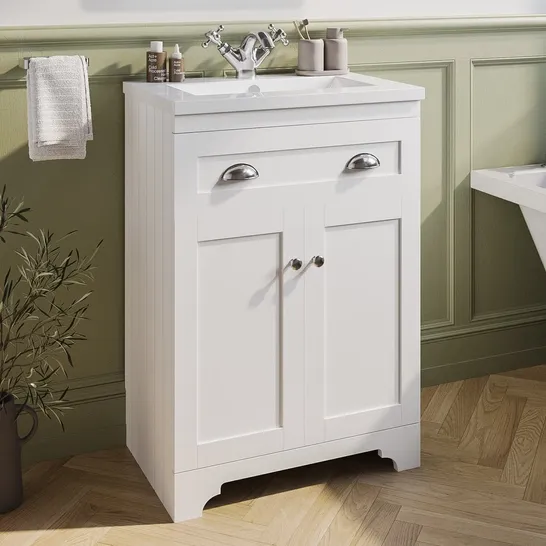 BOXED BAXENDEN 600MM MATT WHITE FLOOR STANDING VANITY UNIT