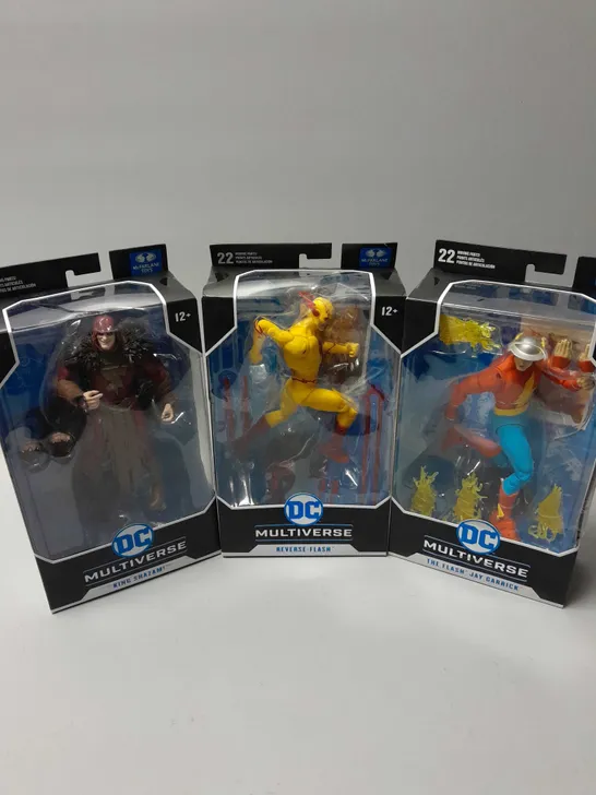 3 X ASSORTED DC MULTIVERSE FIGURINES TO INCLUDE REVERSE-FLASH, THE FLASH JAY GARRICKS & KING SHAZAM!