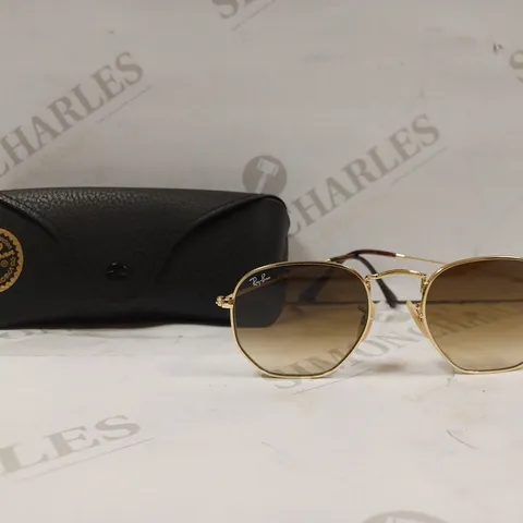 BOXED RAY BAN HEXAGONAL FLAT LENSES IN GOLD 