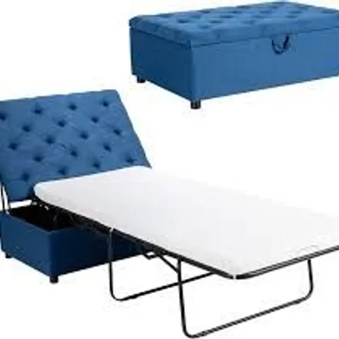 BOXED 2-IN-1 CONVERTIBLE SOFA BED WITH MATTRESS FOR HOME AND OFFICE - BLUE