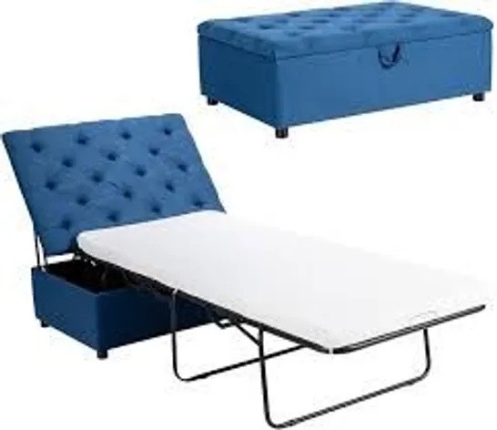 BOXED 2-IN-1 CONVERTIBLE SOFA BED WITH MATTRESS FOR HOME AND OFFICE - BLUE