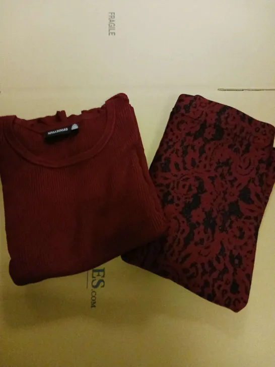 NINA LEONARD LADIES JUMPER AND JOGGERS SET DARK RED SIZE 2XL