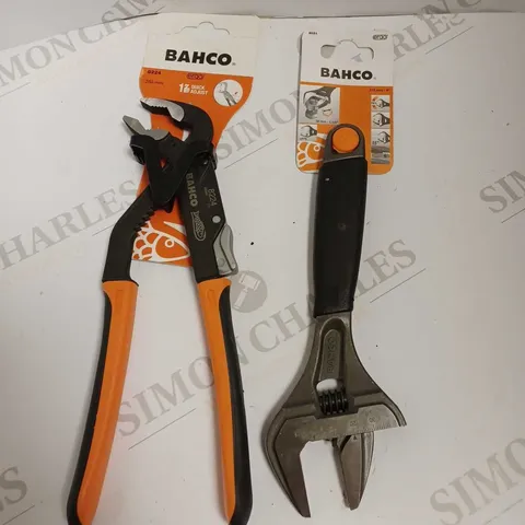 TWO BAHCO ITEMS TO INCLUDE ADJUSTABLE JOINT PLIERS (250MM) AND ADJUSTABLE WRENCH (218MM)