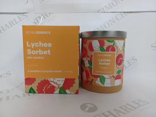 BOXED ROYAL ESSENCE LYCHEE SORTBET SOY CANDLE 