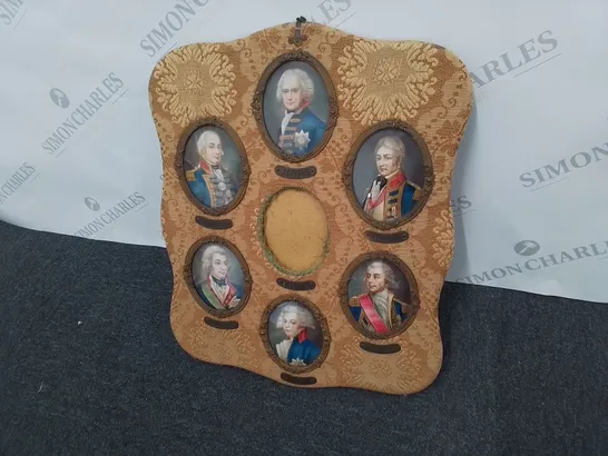 HISTORICAL MILITARY PORTRAITS SET IN A BOARD WRAPPED WITH FABRIC