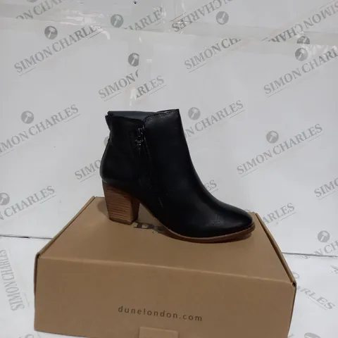 BOXED DUNE PAICE ZIP UP ANKLE BOOT - BLACK - SIZE 6