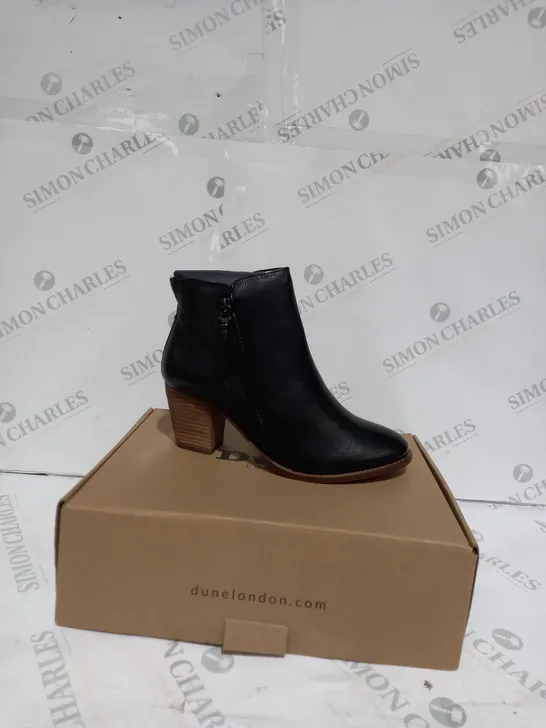 BOXED DUNE PAICE ZIP UP ANKLE BOOT - BLACK - SIZE 6