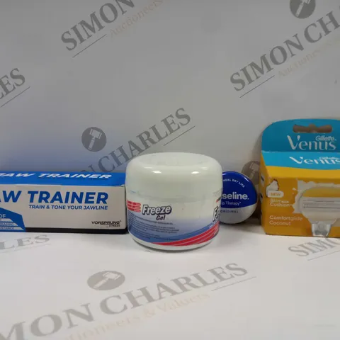 BOX OF APPROX 15 ASSORTED ITEMS TO INCLUDE - GILLETTE VENUS RAZOR - VASELINE LIP THERAPY - FREEZE GEL ECT