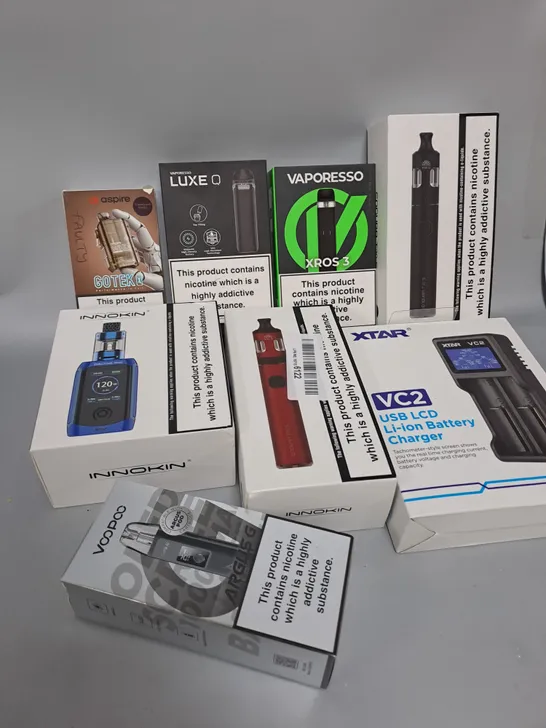 BOX OF ASSORTED E-CIGARATTES TO INCLUDE VAPEROSSO , ASPIRE, INNOKIN ETC.