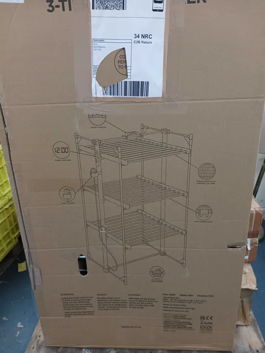 BOXED ORGANISED OPTIONS 3 TIER HEATED AIRER WITH 21M DRYING SPACE - COLLECTION ONLY