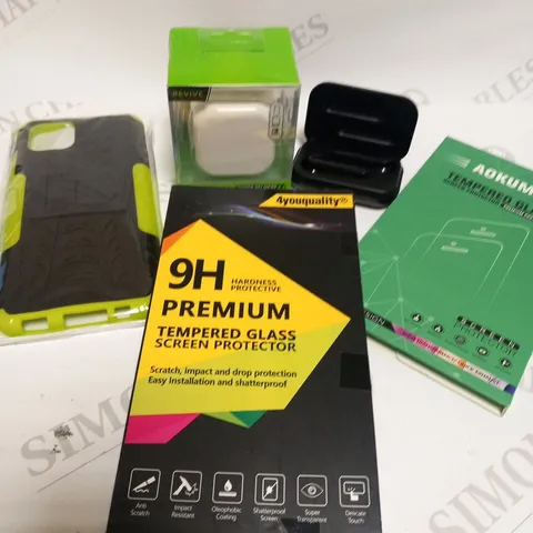 LARGE QUANTITY OF ASSORTED PHONE ACCESSORIES TO INCLUDE; TEMPERED GLASS SCREEN PROTECTORS, FAST CHARGE PLUG, EAR BUDS AND WINDSCREEN MOUNT