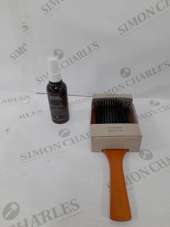 AVEDA THICKENING TONIC AND PADDLE BRUSH 