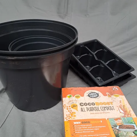 BOX OF PLANTERS AND COMPOST - POT GANG