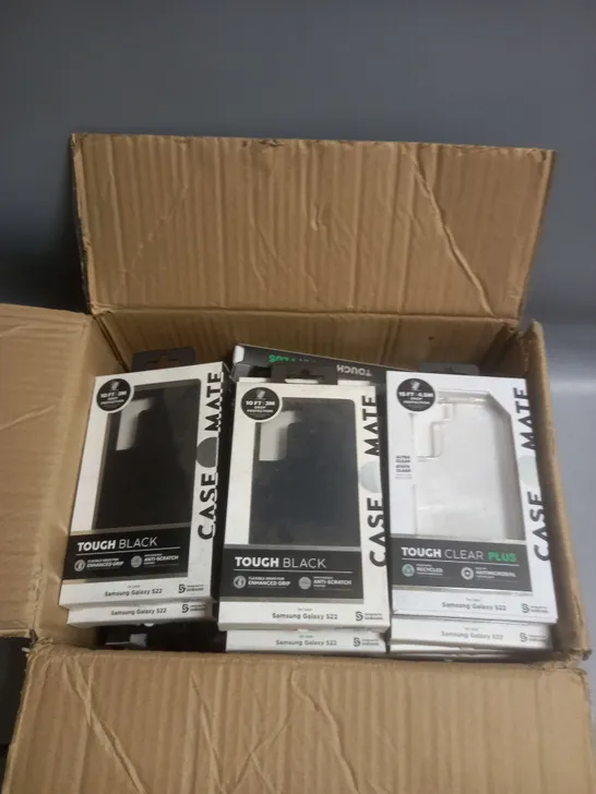 BOX OF APPROXIMATELY 20 CASEMATE TOUGH PHONE CASES FOR SAMSUNG GALAXY S22 ULTRA IN BLACK AND CLEAR