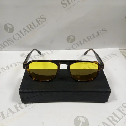 SQUARE MATA SHELL BROWN GLASSES WITH YELLOW TINTED LENS 