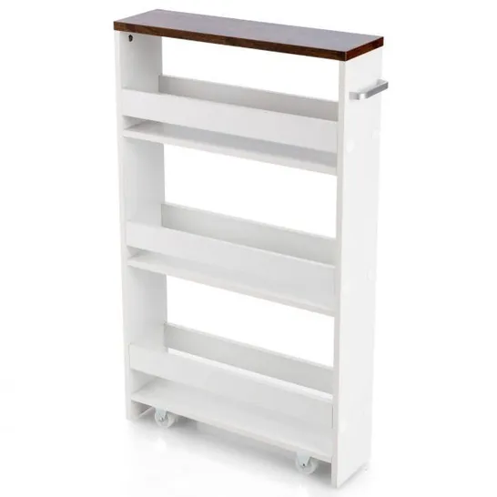 BOXED COSTWAY ROLLING KITCHEN SLIM STORAGE CART MOBILE SHELVING ORGANIZER WITH HANDLE (1 BOX)