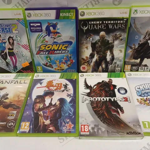 APPROXIMATELY 15 ASSORTED XBOX 360 VIDEO GAMES TO INCLUDE FIGHT NIGHT ROUND 3, DISHONOURED, LIPS ETC