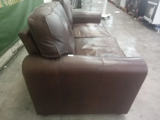 3 SEATER SOFA - BROWN LEATHER