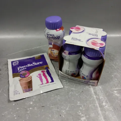 APPROXIMATELY 20 ASSORTED NUTRITION DRINKS TO INCLUDE - NUTRICIA FORTISIP CHOCOLATE CARAMEL - PAEDIASURE CHOCOLATE - FORTISIP COMPACT STRAWBERRY - ETC - COLLECTION ONLY