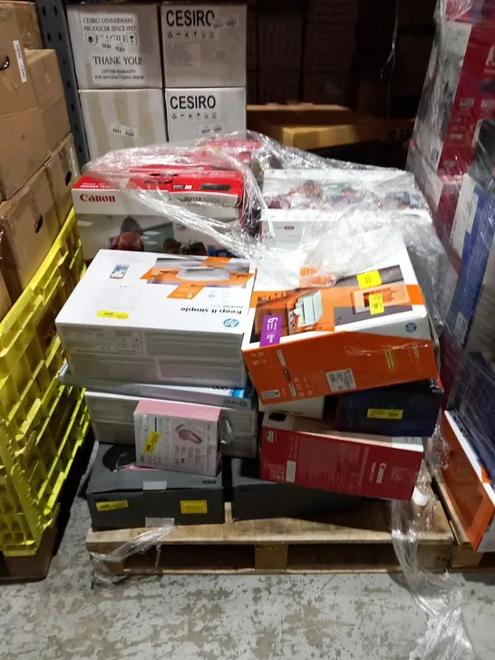 PALLET OF ASSORTED ELECTRICALS TO INCLUDE; CANON PIXMA TS3350, JVC HEADPHONES AND BLUETOOTH RADIO