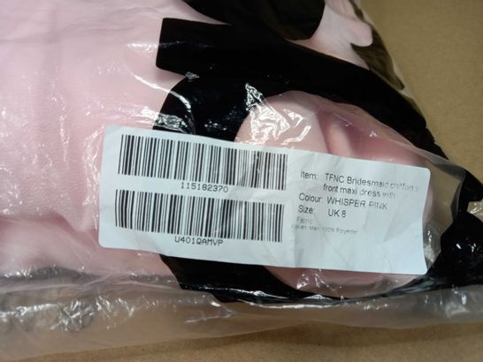 PACKAGED ASOS WHISPER PINK CHIFFON V FRONT MAXI DRESS - SIZE 8
