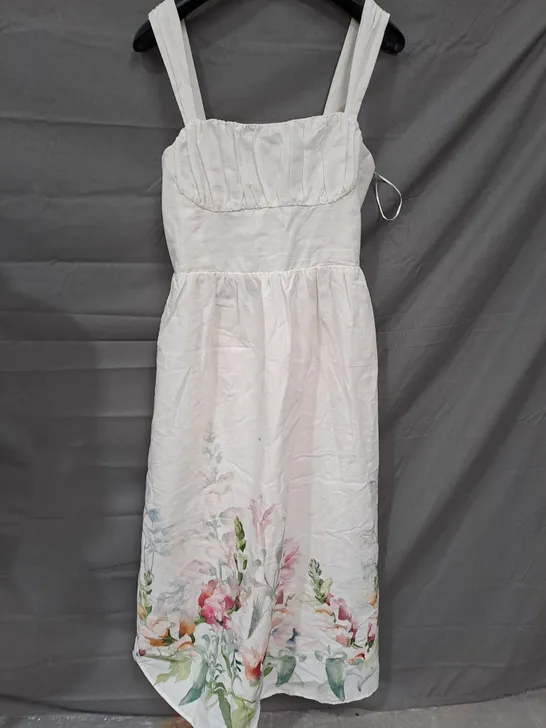 H&M LINEN BLEND FLORAL AND OFF WHITE DRESS - EUR M