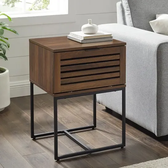 BOXED COPENHAVER SIDE TABLE WITH STORAGE DARK WALNUT