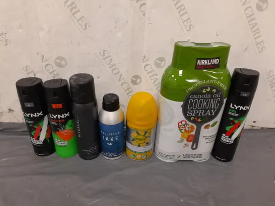 APPROXIMATELY 7 ASSORTED AEROSOL CANS TO INCLUDE LYNX, AIR FRESHNERS AND COOKING SPRAYS - COLLECTION ONLY