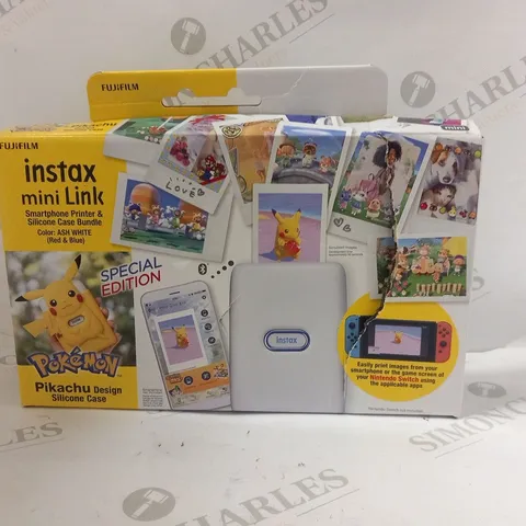 BOXED FUJIFILM INSTAX MINI LINX SMARTPHONE PRINTER WITH PIKACHU SILICONE CASE